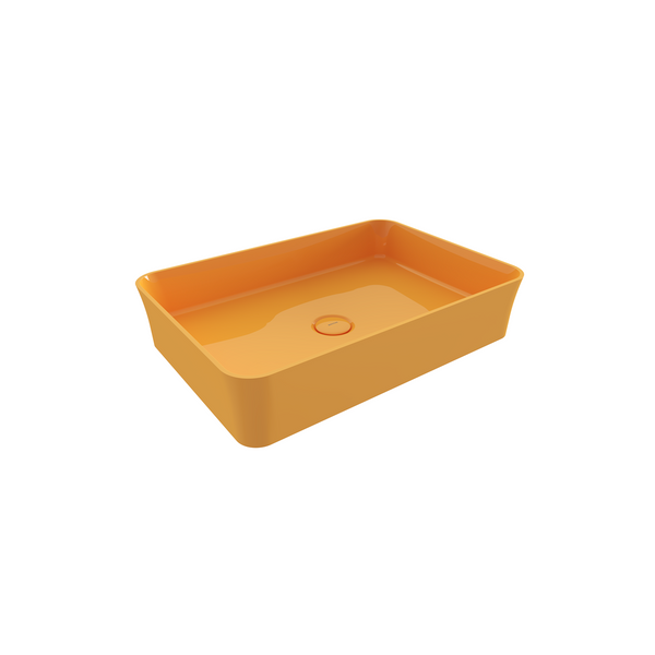 Bocchi Sottile Slim Line Tezgah Üstü Di̇kdörtgen 55X38cm. Lavabo - Parlak Mand. Sarisi - 1476-021-0125