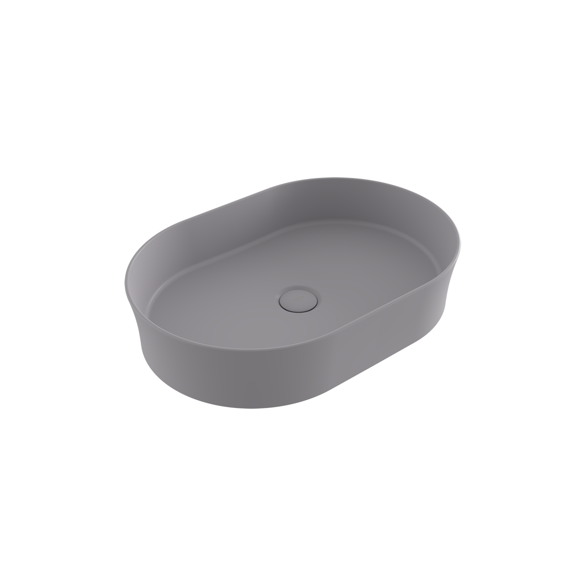 Bocchi Sottile Slim Line Tezgah Üstü Eli̇ps 55X38cm. Lavabo - Mat Gri̇ - 1521-006-0125