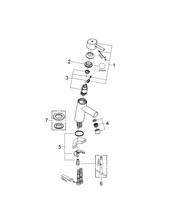 Grohe Concetto Tek Kumandalı Lavabo Bataryası  S- Boyut - 3224010E