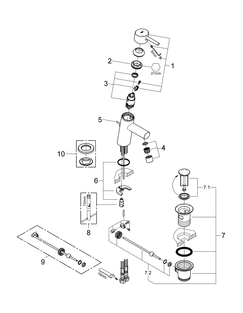 Grohe Concetto Tek Kumandalı Lavabo Bataryası  S- Boyut - 3220410E