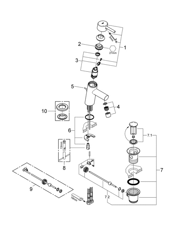 Grohe Concetto Tek Kumandalı Lavabo Bataryası  S- Boyut - 3220410E