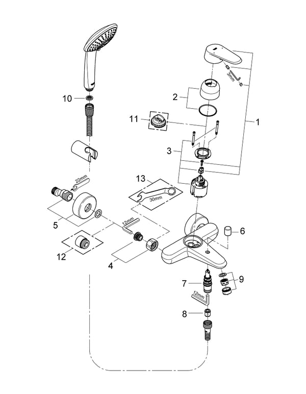 Grohe Eurodisc  Cosmopolitan Tek Kumandalı Banyo Bataryası - 33395002