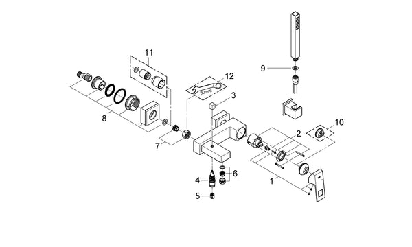 Grohe Eurocube Tek Kumandalı Banyo Bataryası - 23141000