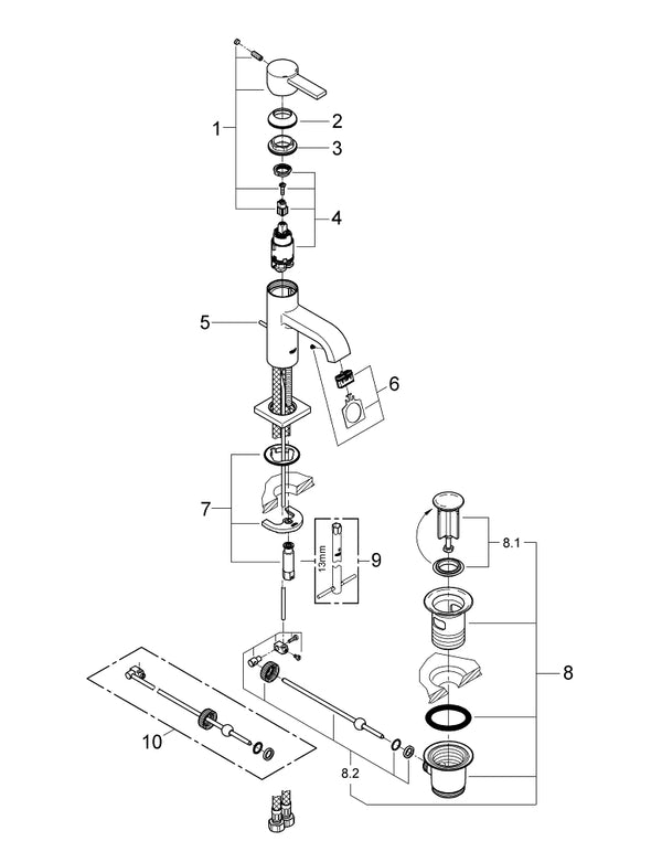 Grohe Allure Tek Kumandalı Lavabo Bataryası  M- Boyut - 32757000