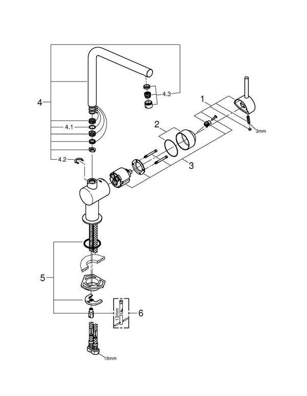 Grohe Minta Tek Kumandalı Eviye Bataryası - 31375DC0