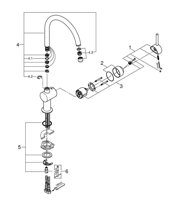 Grohe Minta Tek Kumandalı Eviye Bataryası - 32917000