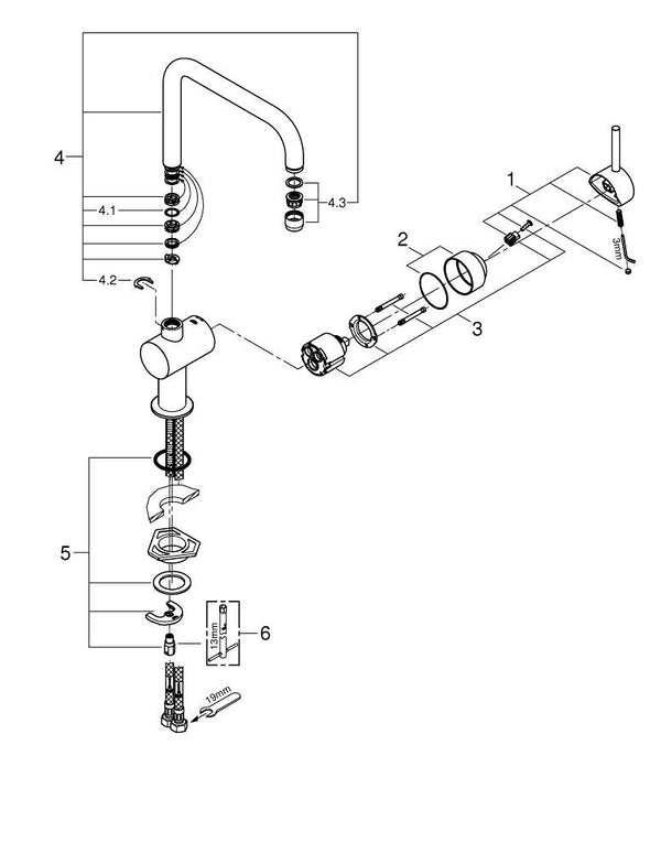 Grohe Minta Tek Kumandalı Eviye Bataryası - 32488000