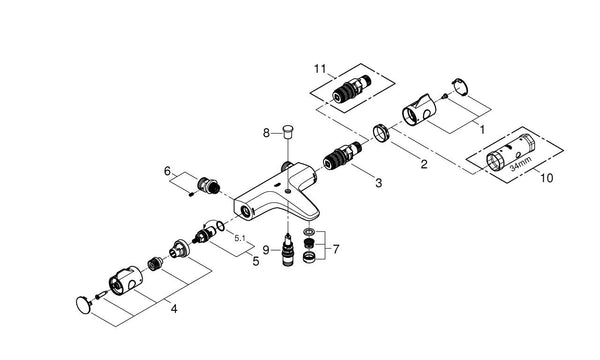 Grohe Grohtherm 800 Termostatik Banyo Bataryası - 34576000