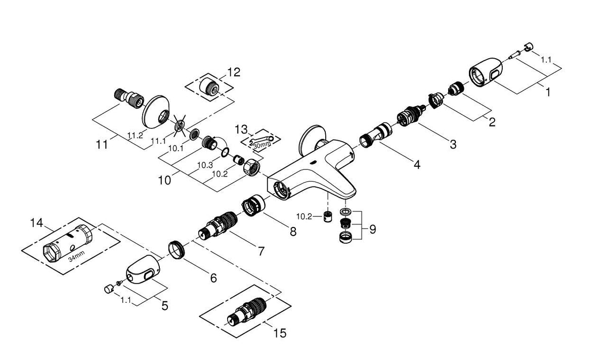 Grohe Grohtherm 1000 Termostatik Banyo Bataryası - 34816003