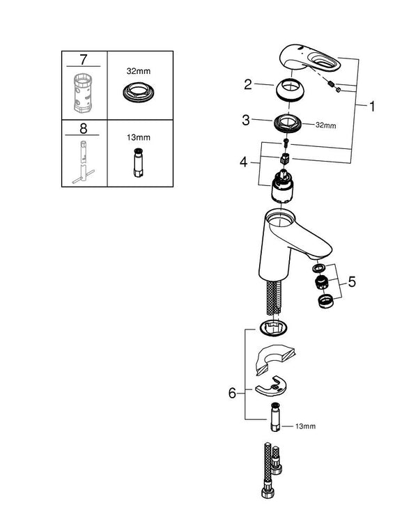 Grohe Eurostyle Tek Kumandalı Lavabo Bataryası  S- Boyut - 2356830L