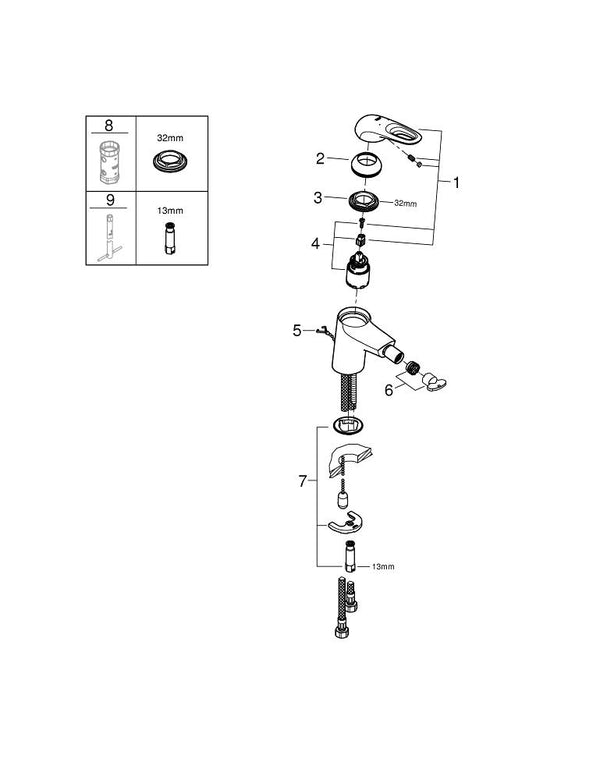 Grohe Eurostyle Tek Kumandalı Bide Bataryası  S- Boyut - 33566003