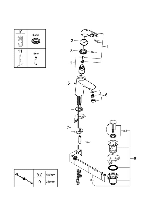 Grohe Eurostyle Tek Kumandalı Lavabo Bataryası  S- Boyut - 33558LS3
