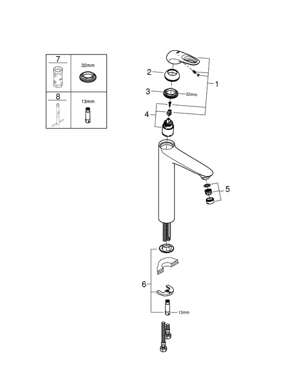 Grohe Eurostyle Tek Kumandalı Lavabo Bataryası  X L- Boyut - 23570LS3