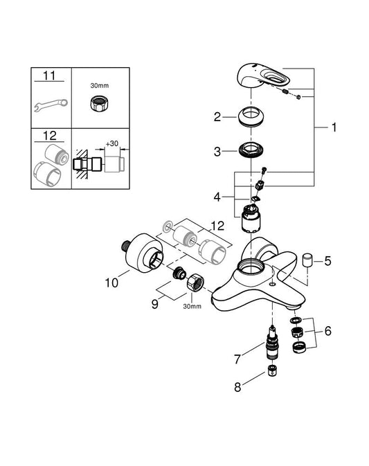 خلاط بانيو بمقبض واحد Grohe Eurostyle - 32228003