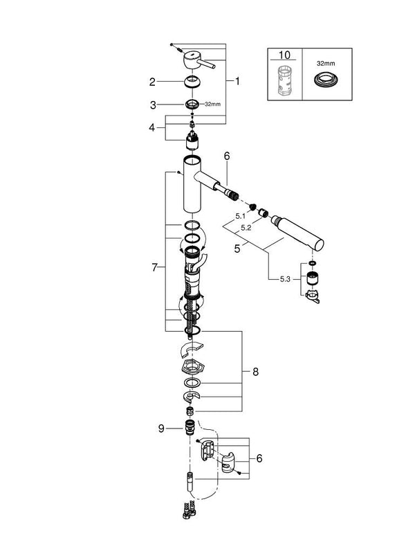 Grohe Concetto Tek Kumandalı Eviye Bataryası - 30273001