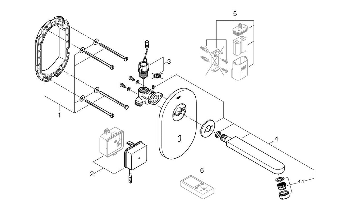 Grohe Eurosmart  Cosmopolitan  E Ankastre Fotoselli Lavabo Bataryası, Tek Su Girişli - 36335SD0