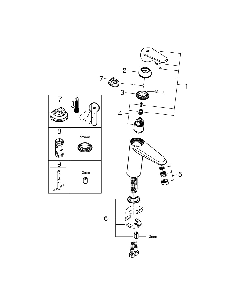 Grohe Eurodisc  Cosmopolitan Tek Kumandalı Lavabo Bataryası  M- Boyut - 23449002