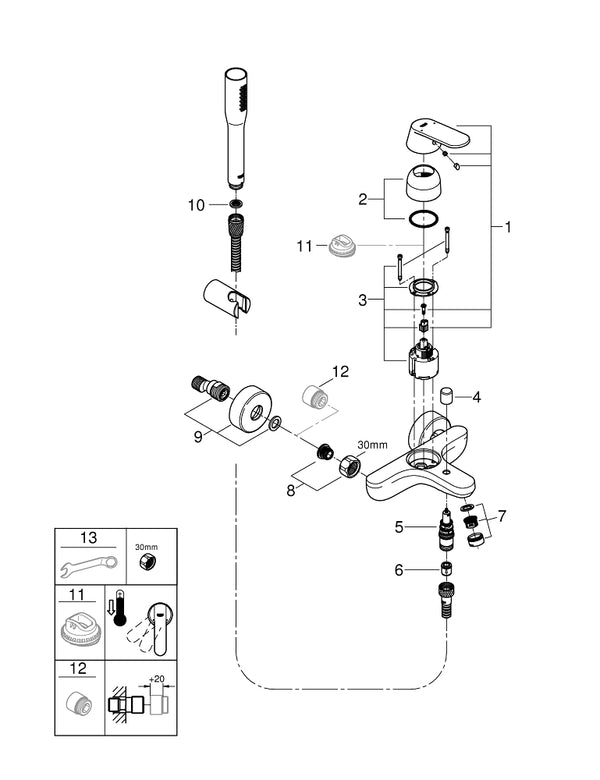Grohe Eurocosmo Tek Kumandalı Banyo Bataryası - 32832000
