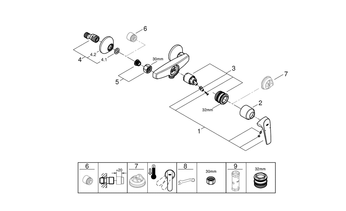 Grohe Bau Flow Tek Kumandalı Duş Bataryası - 23632000