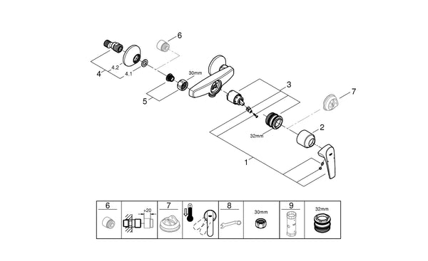 Grohe Bau Flow Tek Kumandalı Duş Bataryası - 23632000