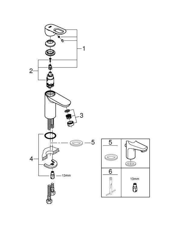 Grohe Bau Loop Tek Kumandalı Lavabo Bataryası - 32854000