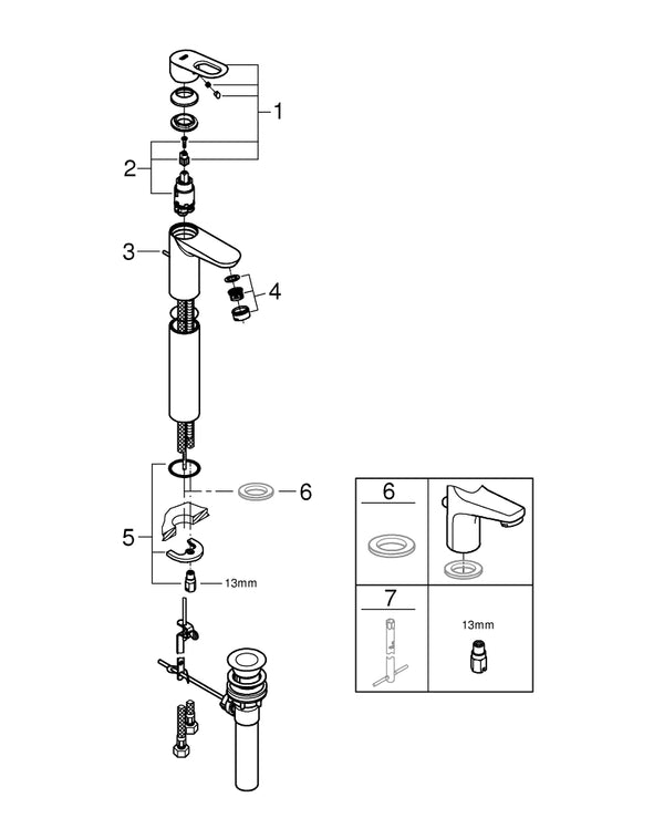 Grohe Bau Loop Tek Kumandalı Lavabo Bataryası - 32856000