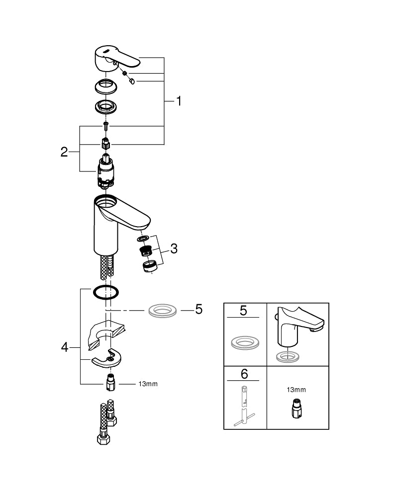 Grohe Bau Edge Tek Kumandalı Lavabo Bataryası  S- Boyut - 32858000