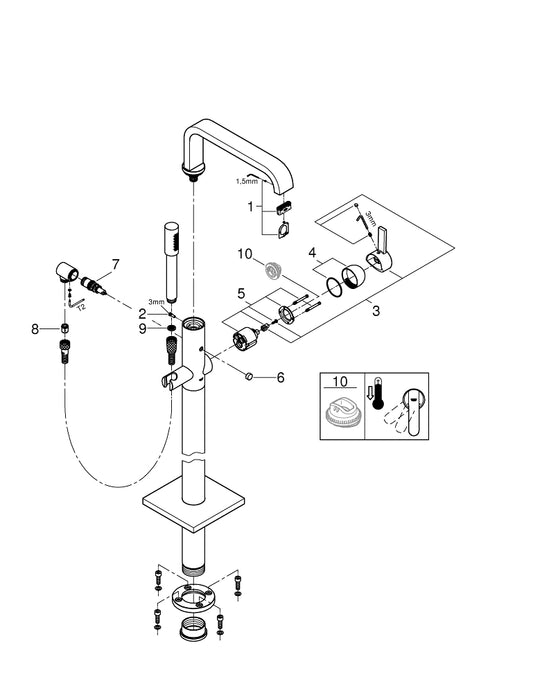 Grohe Allure Yerden Küvet Bataryası - 32754002