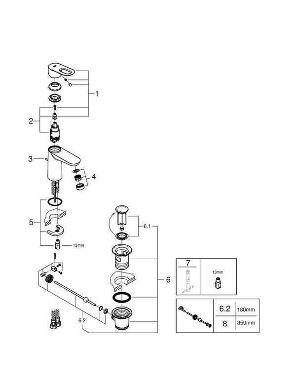 Grohe Bau Loop Tek Kumandalı Lavabo Bataryası  S- Boyut - 23335000