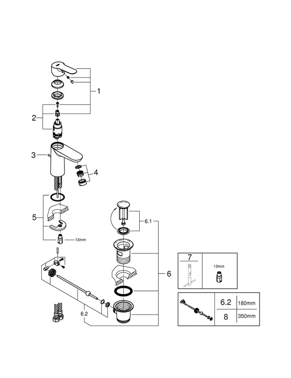 Grohe Bau Edge Tek Kumandalı Lavabo Bataryası  S- Boyut - 23328000