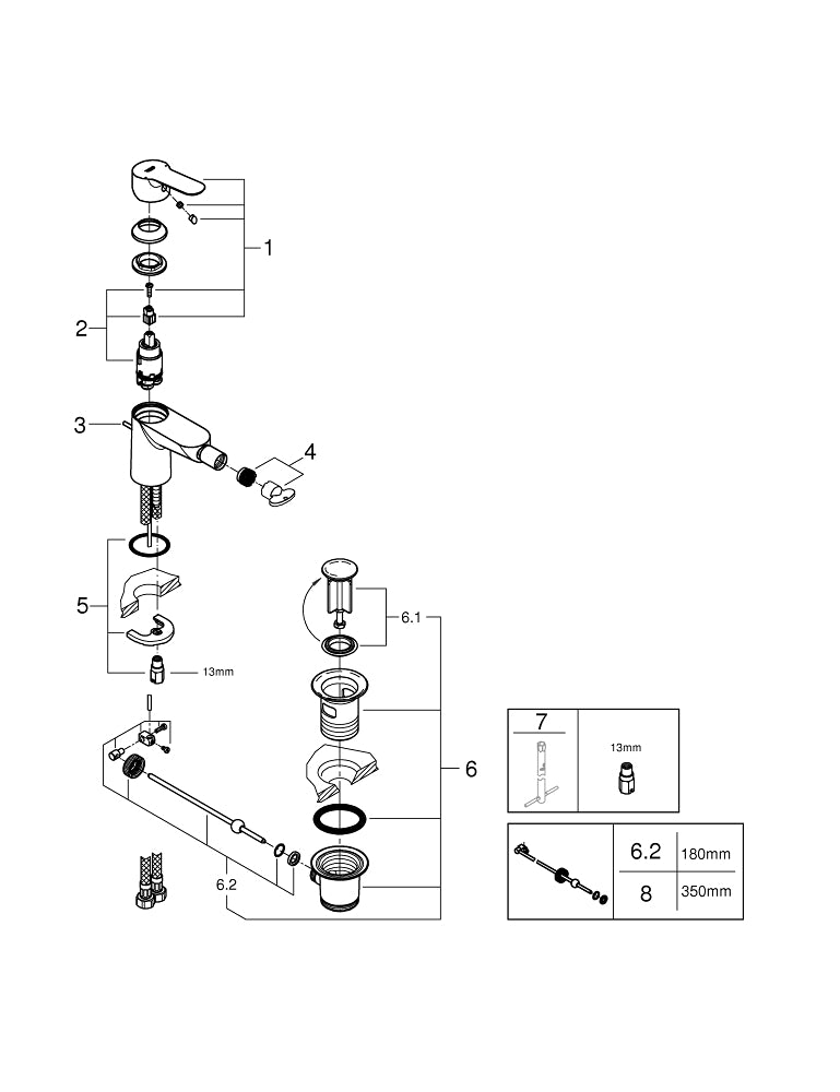 Grohe Bau Edge Tek Kumandalı Bide Bataryası - 23331000