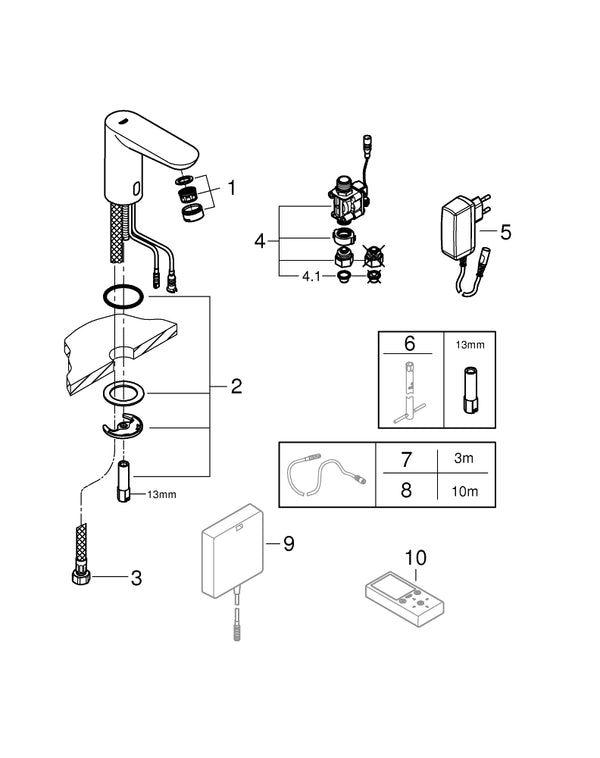 Grohe Euroeco  Cosmopolitan  E Fotoselli Lavabo Bataryası, Tek Su Girişli - 36269000