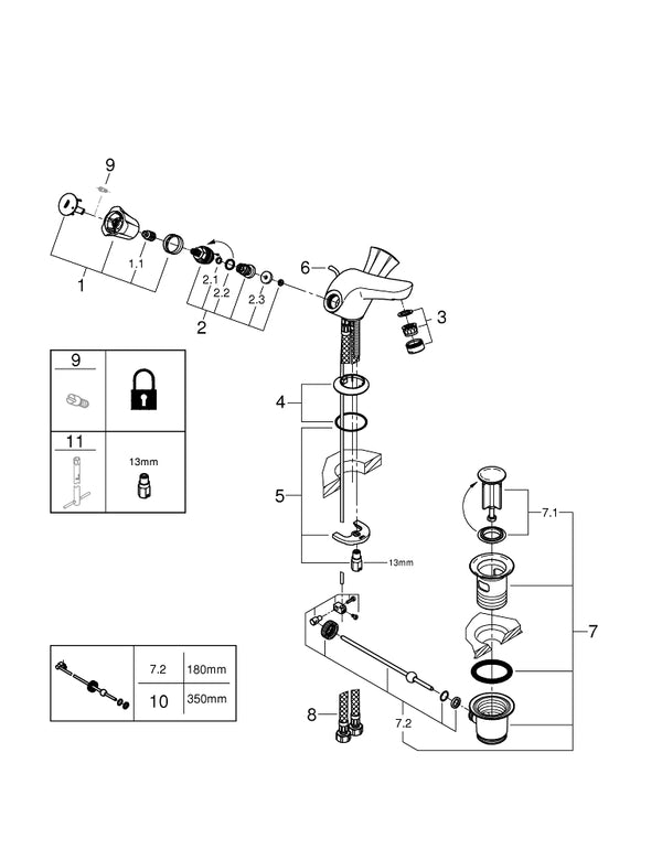 Grohe Costa  L Tek Delikli Lavabo Bataryası - 21390001
