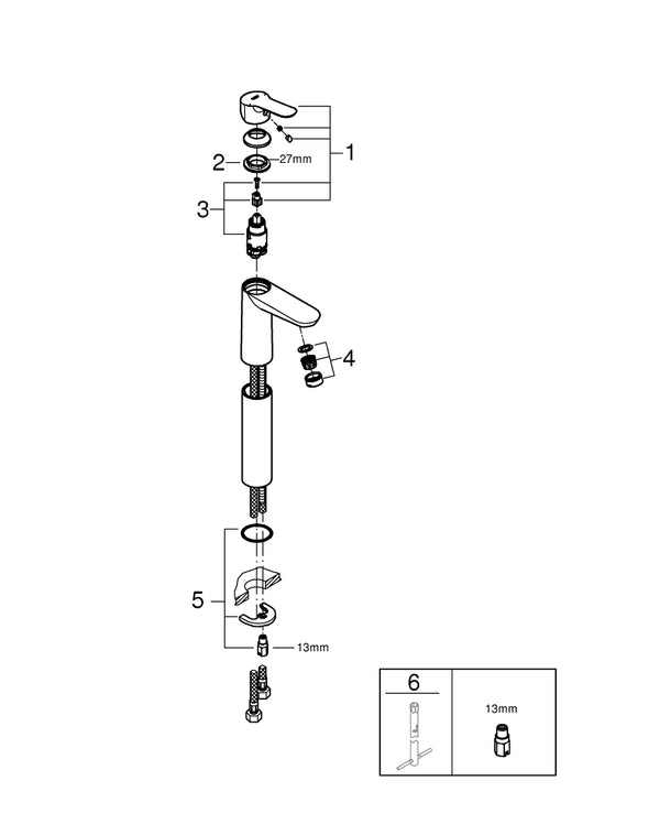 Grohe Bau Edge Tek Kumandalı Lavabo Bataryası  X L- Boyut - 23761000