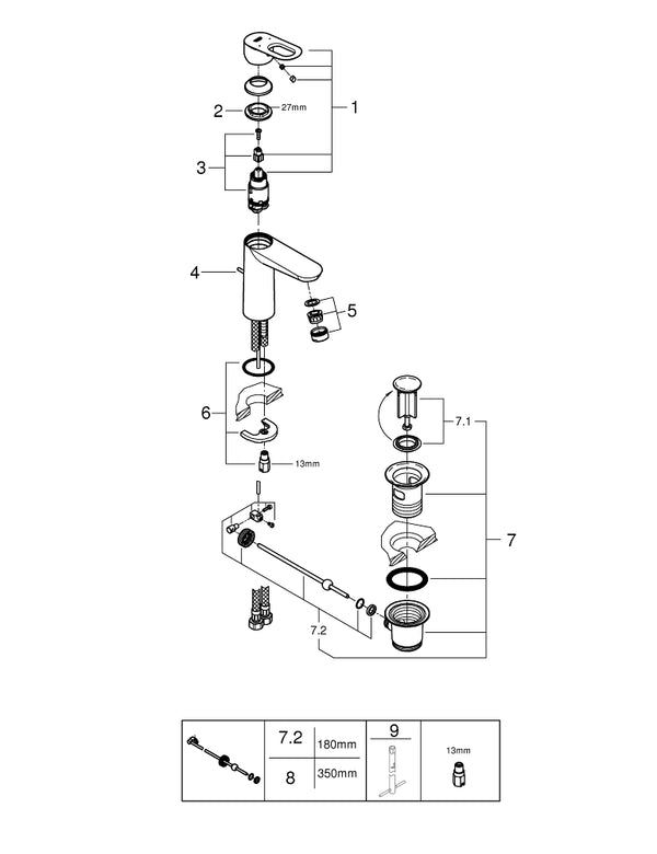 Grohe Bau Loop Tek Kumandalı Lavabo Bataryası  M- Boyut - 23762000