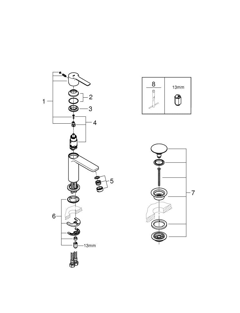Grohe Lineare Tek Kumandalı Lavabo Bataryası 1/2″  X S- Boyut - 23791DC1