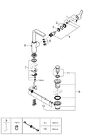 Grohe Lineare Tek Kumandalı Lavabo Bataryası 1/2″  L- Boyut - 23296AL1