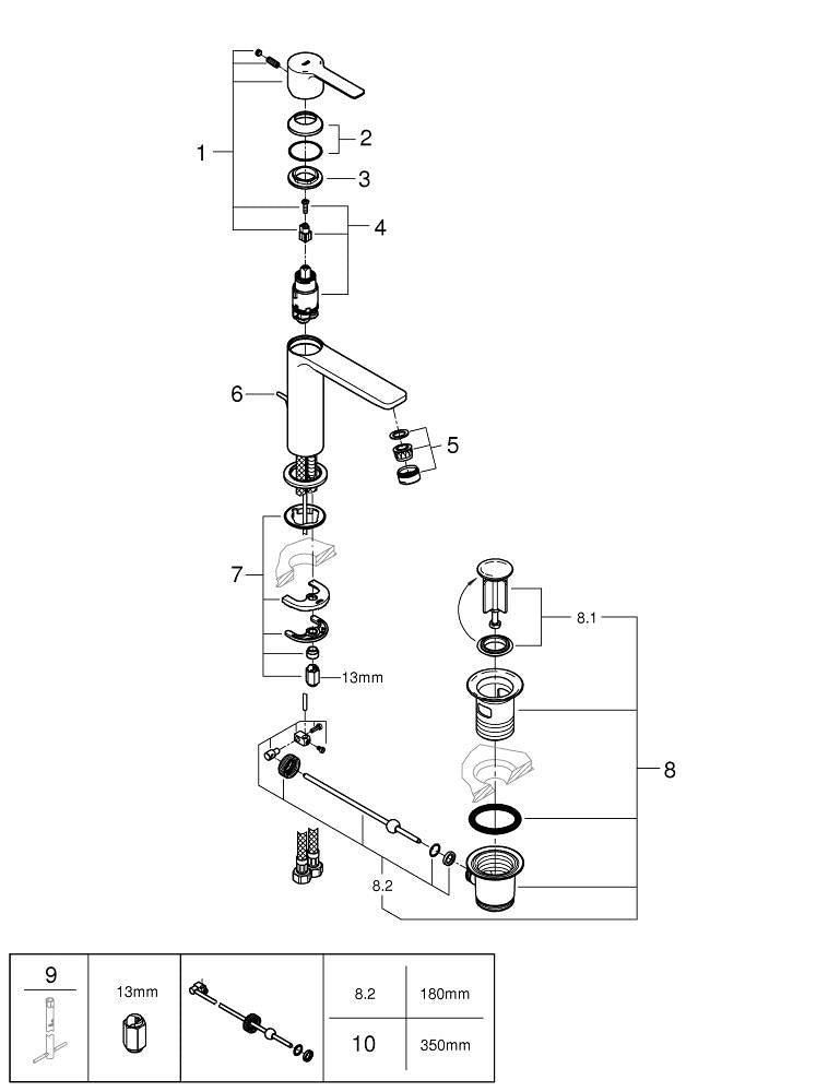 Grohe Lineare Tek Kumandalı Lavabo Bataryası  S- Boyut - 32114AL1