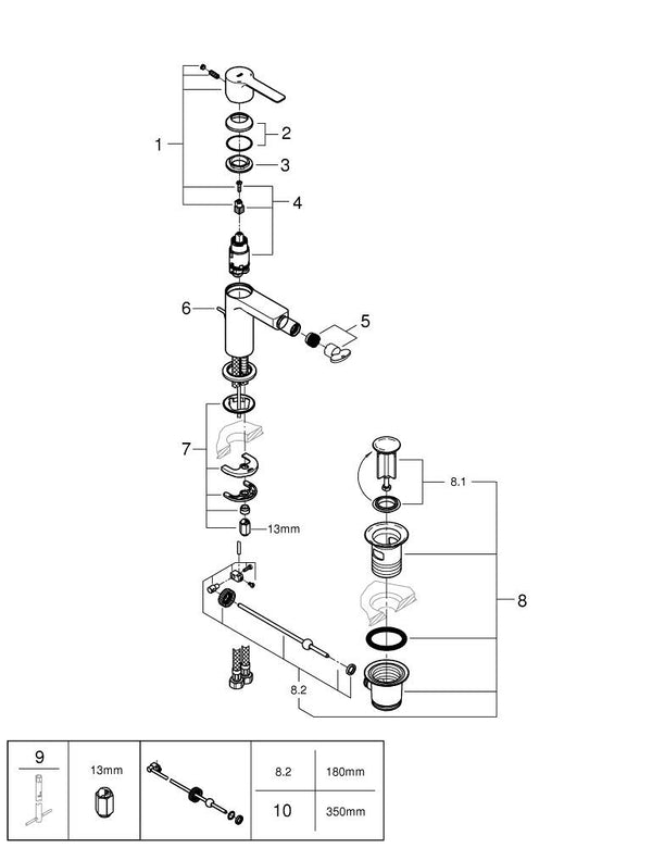 Grohe Lineare Tek Kumandalı Bide Bataryası  S- Boyut - 33848001