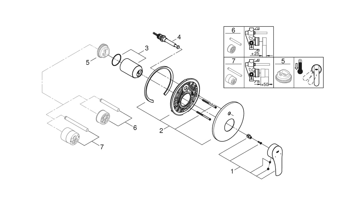 Grohe Eurosmart Ankastre Banyo/Duş Bataryası - 194502433