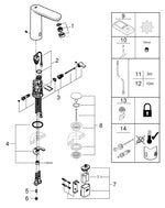 Grohe Eurosmart  Cosmopolitan  E Fotoselli Lavabo Bataryası, 1/2″,  L- Boyut, Çift Su Girişli, Ayarlanabilir Sıcaklık Sınırlayıcısı - 36422001