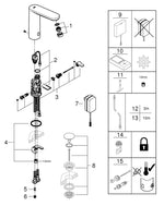 Grohe Eurosmart  Cosmopolitan  E Fotoselli Lavabo Bataryası, 1/2″,  L- Boyut, Çift Su Girişli, Ayarlanabilir Sıcaklık Sınırlayıcısı - 36421001