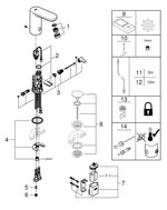 Grohe Eurosmart  Cosmopolitan  E Fotoselli Lavabo Bataryası, 1/2″, Çift Su Girişli Ayarlanabilir Sıcaklık Sınırlayıcısı - 36327002