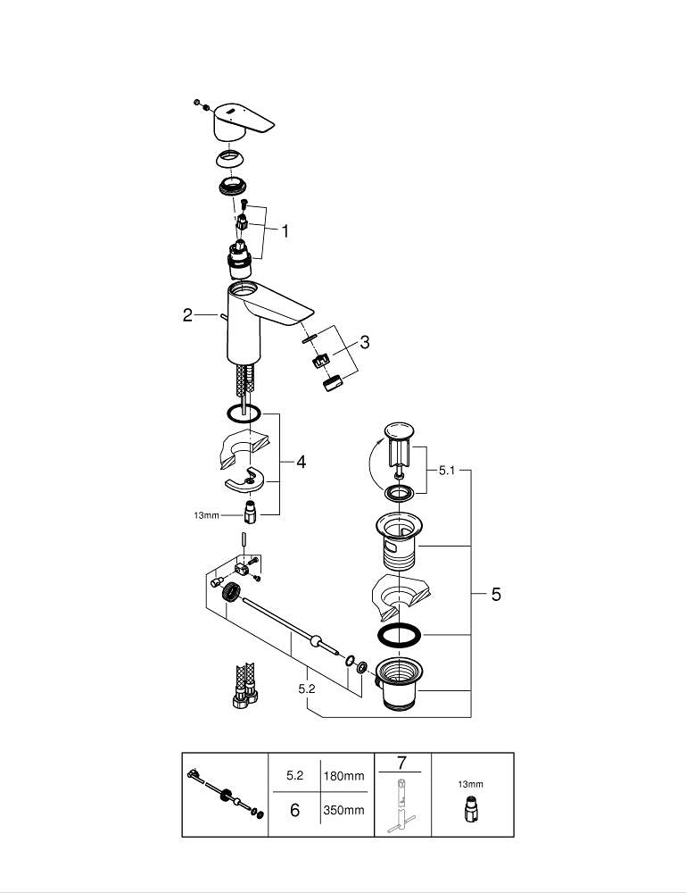 Grohe Bau Edge Tek Kumandalı Lavabo Bataryası  M- Boyut - 23758001