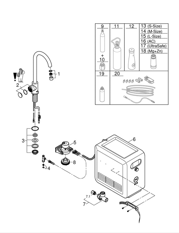 Grohe G R O H E  Blue  Professional C-Spout Kit With  Mono Faucet - 31302DC2
