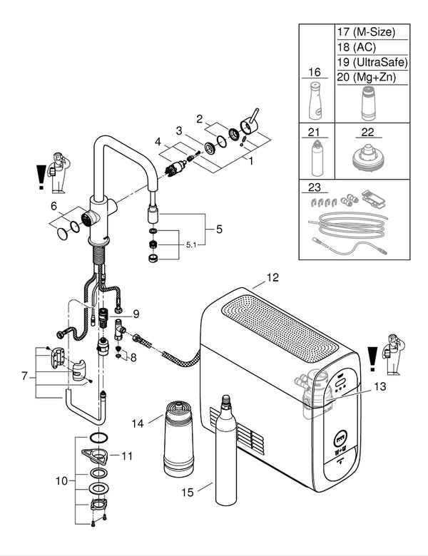 Grohe G R O H E  Blue  Home U-Spout Starter Kit With Pull-Out Mousseur - 31543DC0