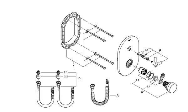 Grohe Eurosmart  Cosmopolitan  T Zaman Ayarlı Duş Bataryası 1/2″, Kelebek Ve Ayarlanabilir Sıcaklık Sınırlayıcı Ile - 36321000