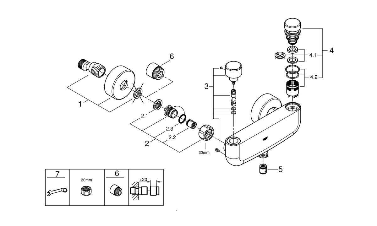 Grohe Eurosmart  Cosmopolitan  T Zaman Ayarlı Duş Bataryası 1/2″, Kelebek Ve Ayarlanabilir Sıcaklık Sınırlayıcı Ile - 36320000