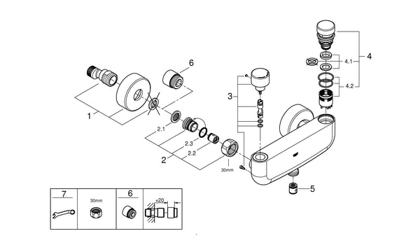 Grohe Eurosmart  Cosmopolitan  T Zaman Ayarlı Duş Bataryası 1/2″, Kelebek Ve Ayarlanabilir Sıcaklık Sınırlayıcı Ile - 36320000