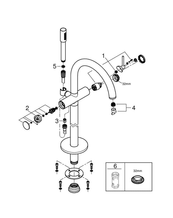 Grohe Atrio Tek Kumandalı Yerden Küvet Bataryası - 24368000